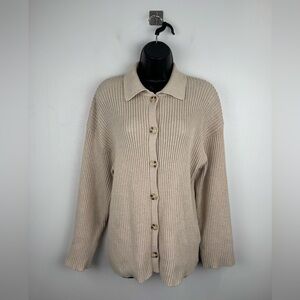 Dissh Women Ribbed Collar Cardigan Sweater Size XS